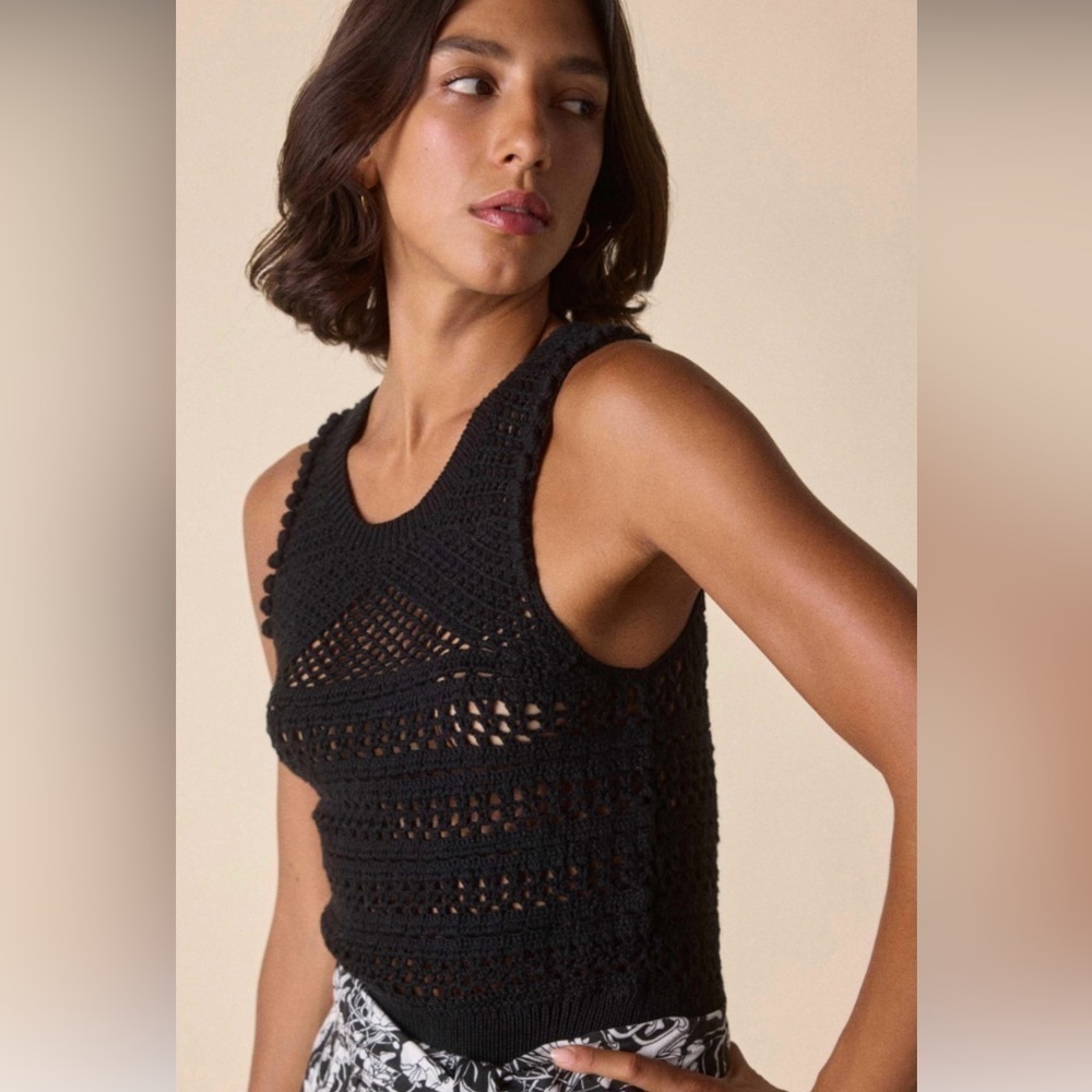 St. Roche Handwoven Marilyn Organic Cotton Tank- Black Size Large MSRP $375